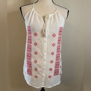 Rose & Rhyme embroidered sleeveless gauzy top SZ XS